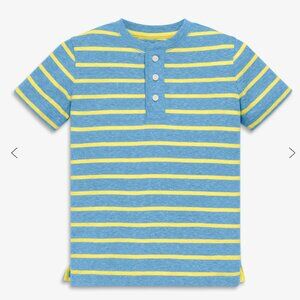 Toddler heathered henley tee in stripe- 2T - Cornflower / banana stripe